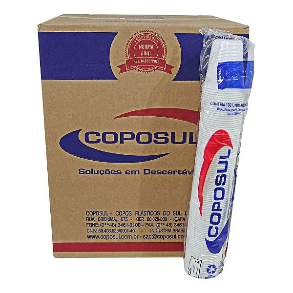 COPO 180ML BRANCOTRANSP 25X100 CAIXA