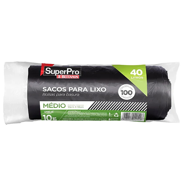 SACO DE LIXO 40 LITROS PRETO